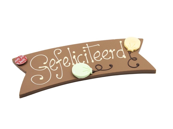 Chocolade boodschap "Gefeliciteerd"