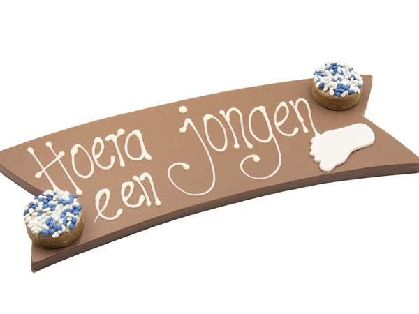 Chocolade boodschap "Hoera een jongen"