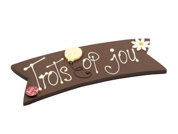 Chocolade boodschap "Trots op jou"